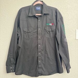 Wrangler Black Pearl Snap Western Shirt XL | Embroidered Logos